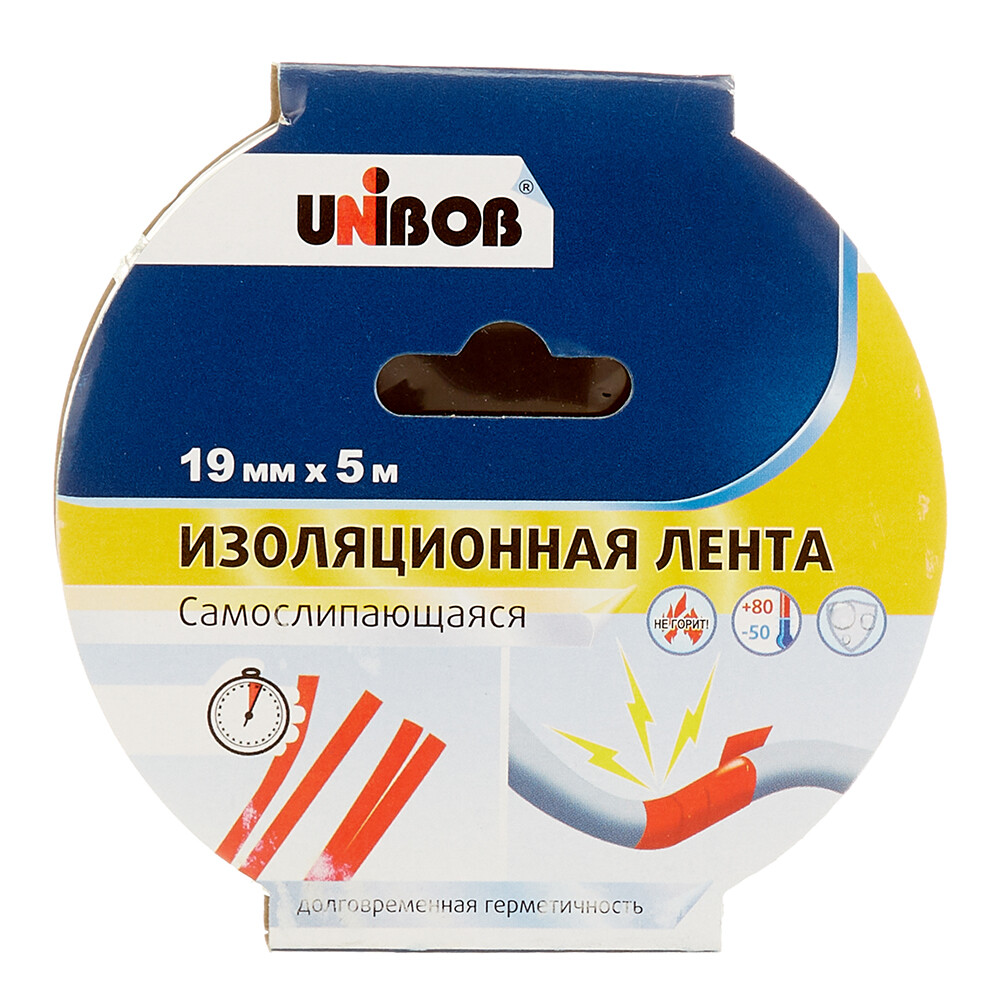 Изолента Unibob EPDM черная 19 мм 5 м самослипающаяся