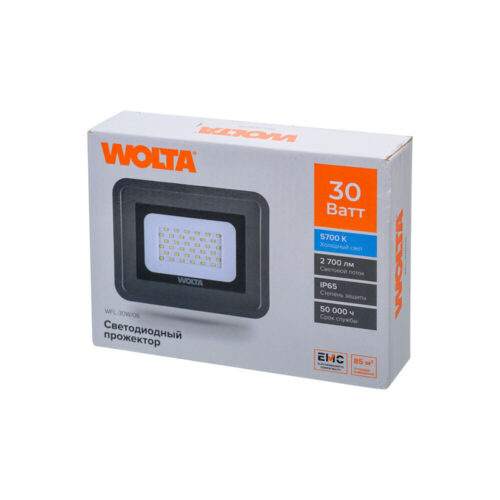 Прожектор светодиодный Wolta WFL 5700K 30 Вт IP65 серый