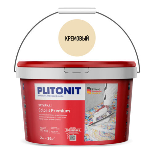 Затирка цементная эластичная Plitonit Colorit Premium кремовая ведро 2 кг