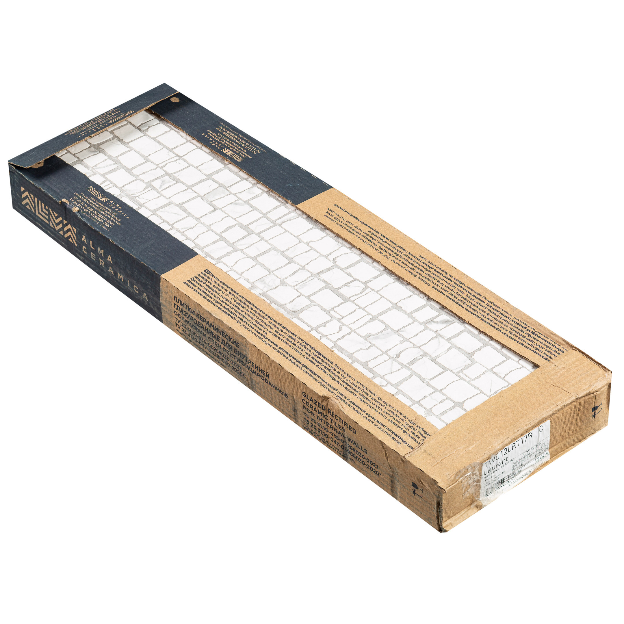 Плитка облицовочная Alma Ceramica Laurent белая мозаика 740x246x9 мм (7 шт.=1,274 кв.м) — изображение 4